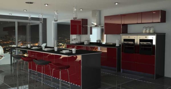 Kitchen-In-Red-And-Black