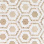 Evo Hex Crema & Thassos 4″ Hexagon Marble Polished Mosaic Tile