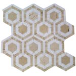 Evo Hex Crema & Thassos 4″ Hexagon Marble Polished Mosaic Tile