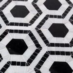 Evo Hex Nero & Asian Statuary 4″ Hexagon Marble Polished Mosaic Tile