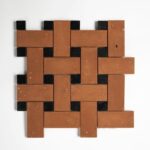 Black, Rustic Terracotta Honed Big Basket Weave Marble Mosaic