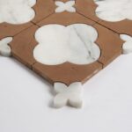 Calacatta Gold, Rustic Terracotta Honed Cottage Marble Mosaic